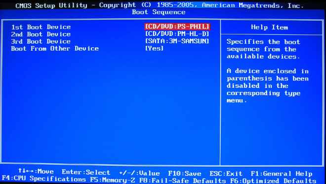 bios boot sequence